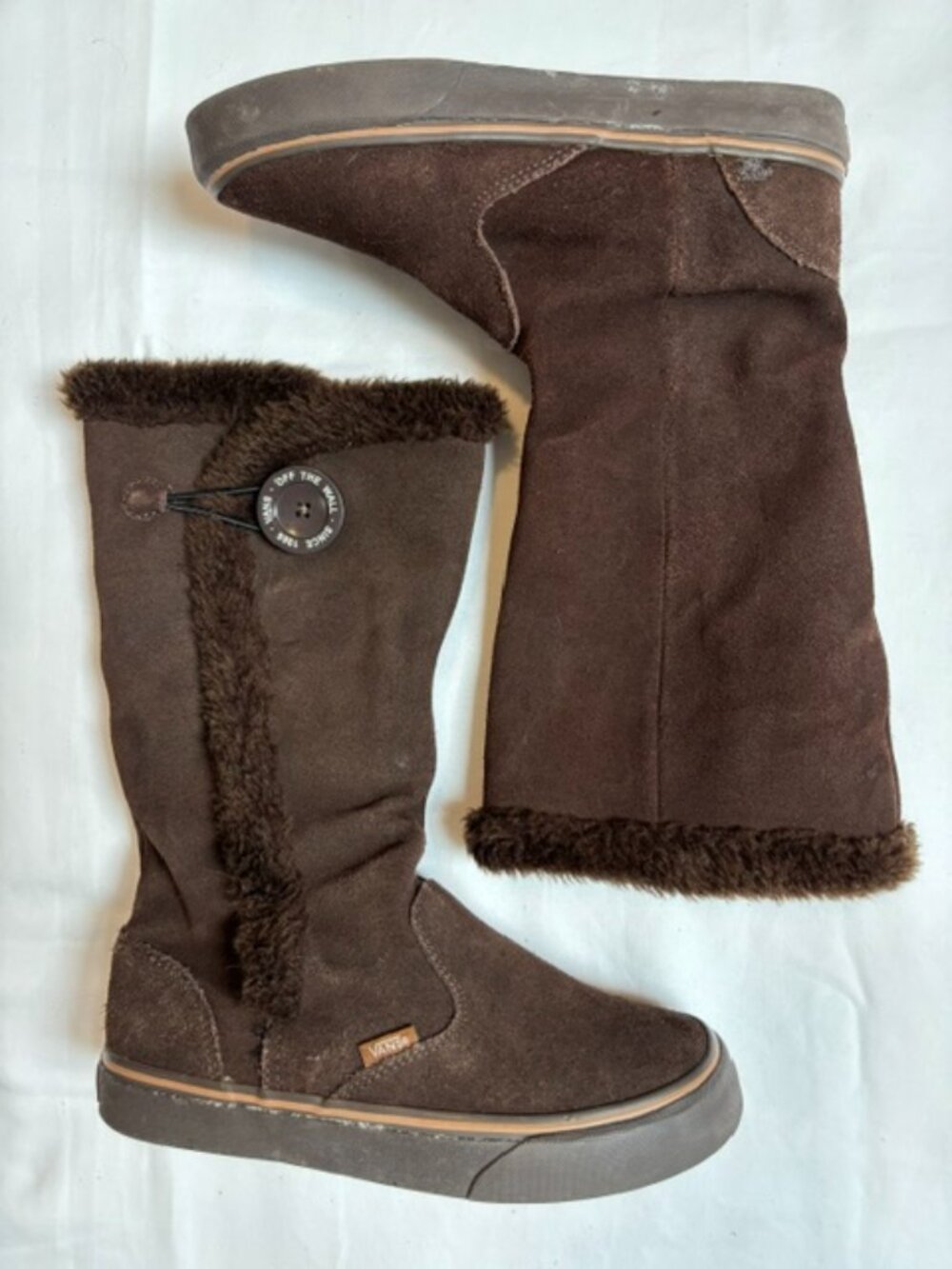 Vans Phoebe Tall Brown Suede Winter Boot w/Faux Fur Lining Women's Size 8